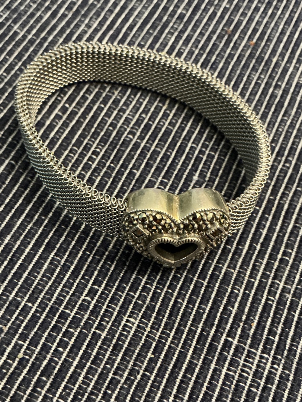 Silver Heart Mesh Bracelet - Women's Jewelry
